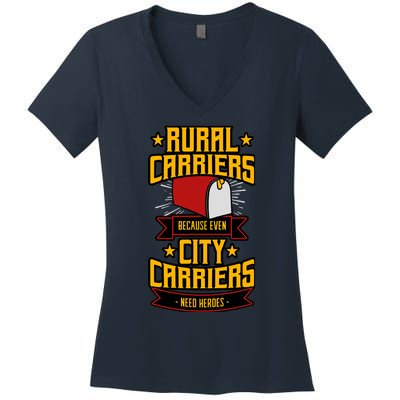 Rural Carriers Postal Worker Mail Delivery Mailman Postman Women's V-Neck T-Shirt