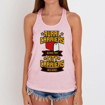 Rural Carriers Postal Worker Mail Delivery Mailman Postman Women's Knotted Racerback Tank