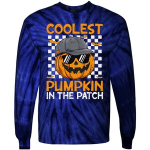 Retro Coolest Pumpkin In The Patch Outfit Halloween Tie-Dye Long Sleeve Shirt