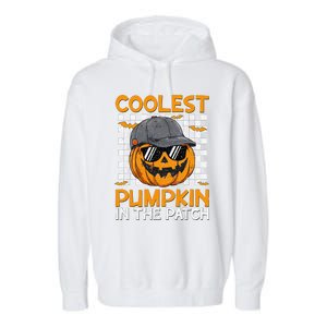 Retro Coolest Pumpkin In The Patch Outfit Halloween Garment-Dyed Fleece Hoodie