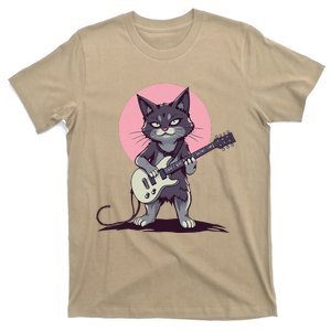 Rock Cat Playing Guitar Funny Guitar Cat T-Shirt