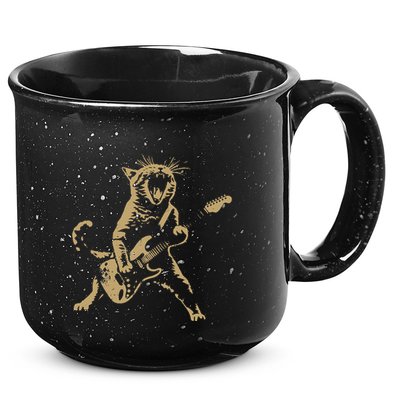 Rock Cat Playing Guitar Funny Guitar Cat 15oz Campfire Ceramic Mug