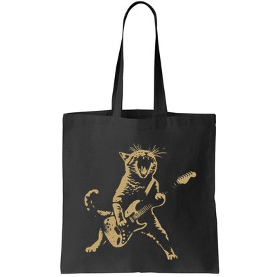 Rock Cat Playing Guitar Funny Guitar Cat Bag