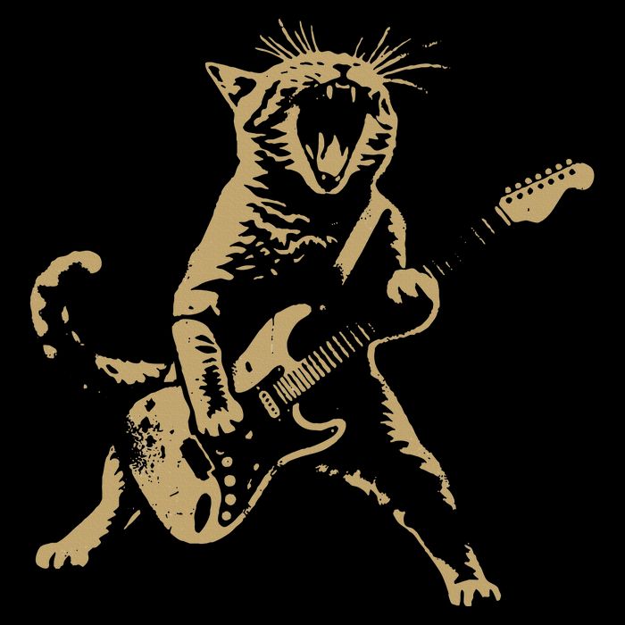 Rock Cat Playing Guitar Funny Guitar Cat Cooling Performance Long Sleeve Crew