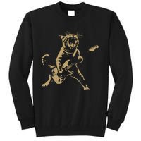 Rock Cat Playing Guitar Funny Guitar Cat Tall Sweatshirt