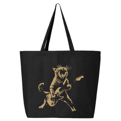 Rock Cat Playing Guitar Funny Guitar Cat 25L Jumbo Tote