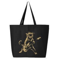 Rock Cat Playing Guitar Funny Guitar Cat 25L Jumbo Tote