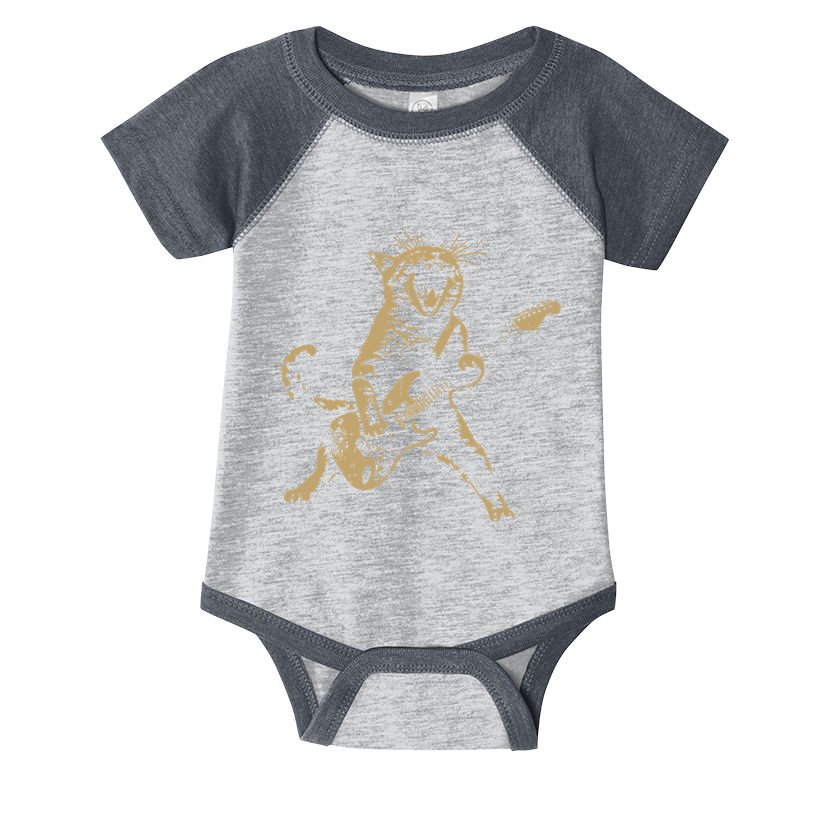 Rock Cat Playing Guitar Funny Guitar Cat Infant Baby Jersey Bodysuit