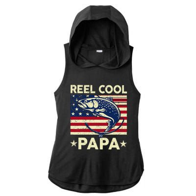 Reel Cool Papa Fathers Day Trout Fishing Gift Dad Grandpa Ladies PosiCharge Tri-Blend Wicking Draft Hoodie Tank