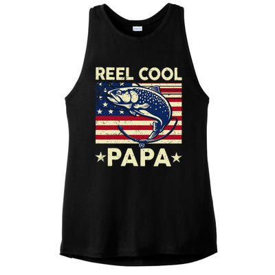 Reel Cool Papa Fathers Day Trout Fishing Gift Dad Grandpa Ladies PosiCharge Tri-Blend Wicking Tank