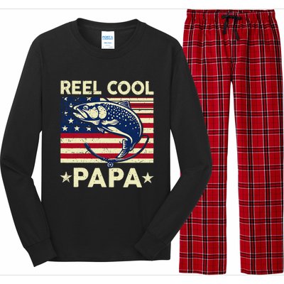 Reel Cool Papa Fathers Day Trout Fishing Gift Dad Grandpa Long Sleeve Pajama Set