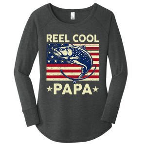 Reel Cool Papa Fathers Day Trout Fishing Gift Dad Grandpa Women's Perfect Tri Tunic Long Sleeve Shirt