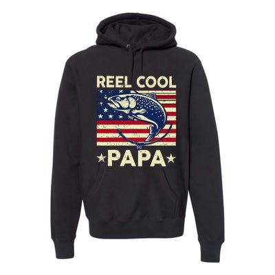 Reel Cool Papa Fathers Day Trout Fishing Gift Dad Grandpa Premium Hoodie