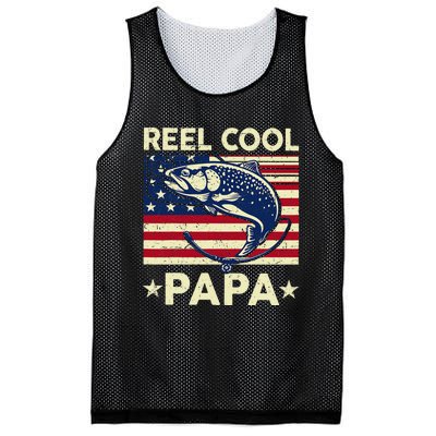 Reel Cool Papa Fathers Day Trout Fishing Gift Dad Grandpa Mesh Reversible Basketball Jersey Tank