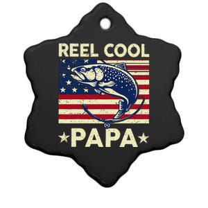 Reel Cool Papa Fathers Day Trout Fishing Gift Dad Grandpa Ceramic Star Ornament