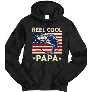 Reel Cool Papa Fathers Day Trout Fishing Gift Dad Grandpa Tie Dye Hoodie