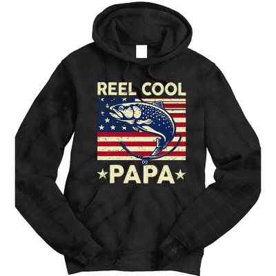 Reel Cool Papa Fathers Day Trout Fishing Gift Dad Grandpa Tie Dye Hoodie