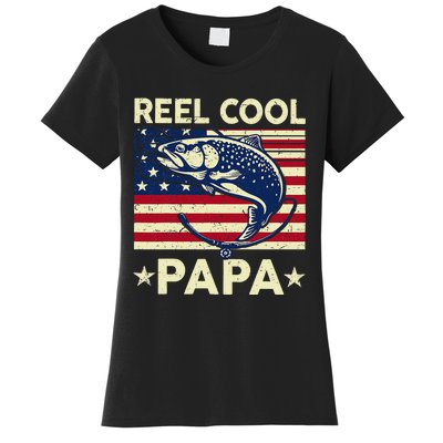 Reel Cool Papa Fathers Day Trout Fishing Gift Dad Grandpa Women's T-Shirt