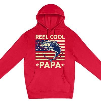 Reel Cool Papa Fathers Day Trout Fishing Gift Dad Grandpa Premium Pullover Hoodie