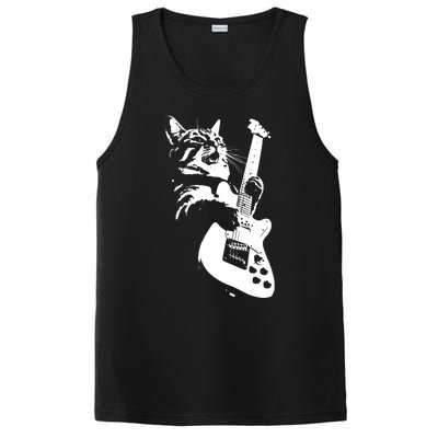 Rock Cat Playing Guitar Funny Guitar Cat PosiCharge Competitor Tank