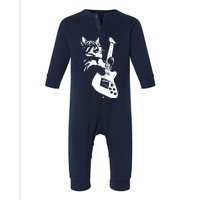 Rock Cat Playing Guitar Funny Guitar Cat Infant Fleece One Piece