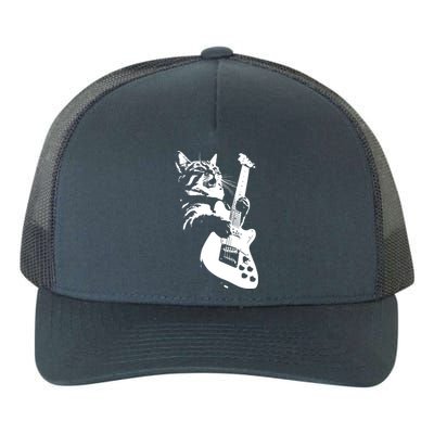 Rock Cat Playing Guitar Funny Guitar Cat Yupoong Adult 5-Panel Trucker Hat