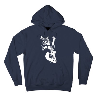 Rock Cat Playing Guitar Funny Guitar Cat Hoodie