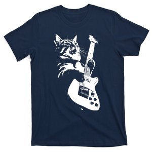 Rock Cat Playing Guitar Funny Guitar Cat T-Shirt