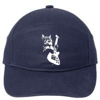 Rock Cat Playing Guitar Funny Guitar Cat 7-Panel Snapback Hat