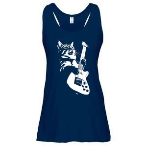 Rock Cat Playing Guitar Funny Guitar Cat Ladies Essential Flowy Tank