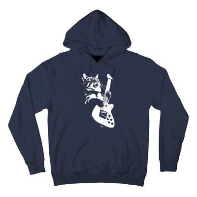 Rock Cat Playing Guitar Funny Guitar Cat Tall Hoodie