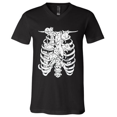Ribcage Cats Pastel Goth Alt Clothes Aesthetic Egirl V-Neck T-Shirt