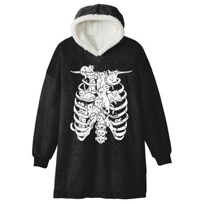 Ribcage Cats Pastel Goth Alt Clothes Aesthetic Egirl Hooded Wearable Blanket