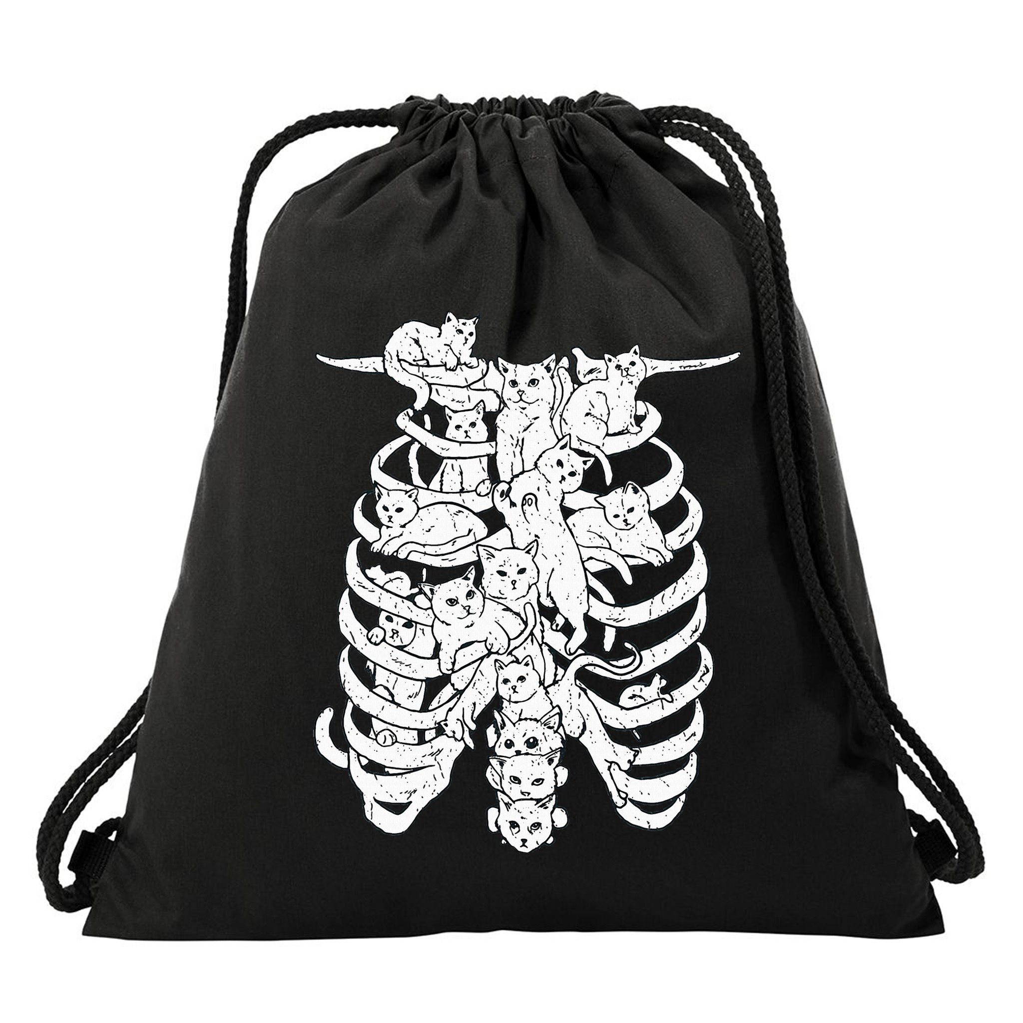 Ribcage Cats Pastel Goth Alt Clothes Aesthetic Egirl Drawstring Bag