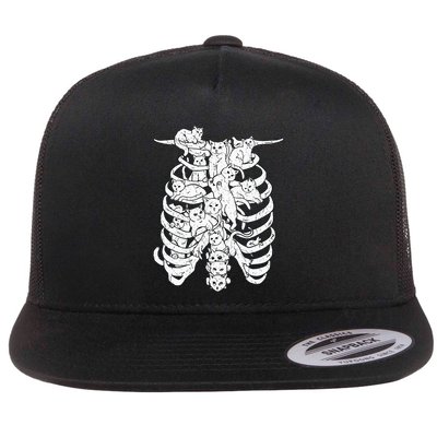 Ribcage Cats Pastel Goth Alt Clothes Aesthetic Egirl Flatbill Hat