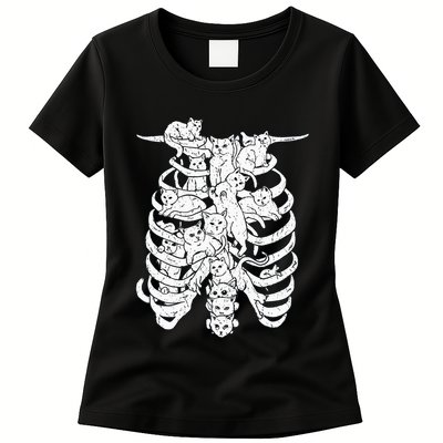 Ribcage Cats Pastel Goth Alt Clothes Aesthetic Egirl Womens T-Shirt