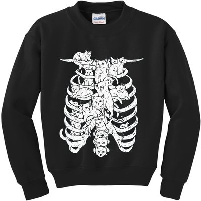 Ribcage Cats Pastel Goth Alt Clothes Aesthetic Egirl Kids Sweatshirt