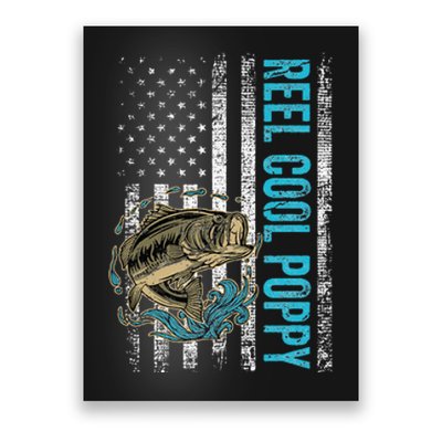 Reel Cool Poppy Fishing Fathers Day Gift American Flag Poster