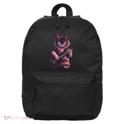 Rock Cat Playing Guitar Funny Guitar Cat 16 in Basic Backpack