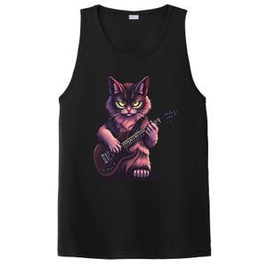 Rock Cat Playing Guitar Funny Guitar Cat PosiCharge Competitor Tank