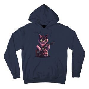 Rock Cat Playing Guitar Funny Guitar Cat Tall Hoodie