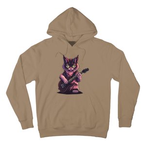 Rock Cat Playing Guitar Funny Guitar Cat Hoodie