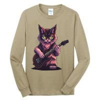 Rock Cat Playing Guitar Funny Guitar Cat Tall Long Sleeve T-Shirt