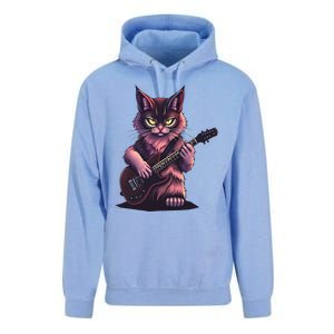 Rock Cat Playing Guitar Funny Guitar Cat Unisex Surf Hoodie