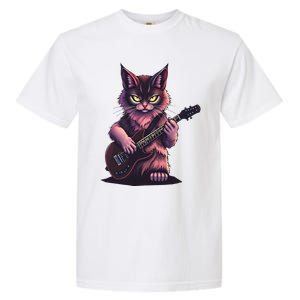 Rock Cat Playing Guitar Funny Guitar Cat Garment-Dyed Heavyweight T-Shirt