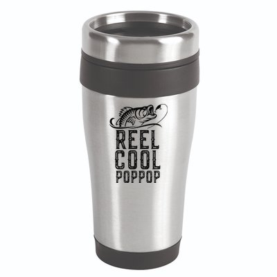 Reel Cool Pop Pop Fishing Fisherman Funny Retro PopPop 16oz Travel Tumbler