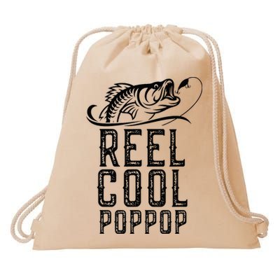 Reel Cool Pop Pop Fishing Fisherman Funny Retro PopPop Drawstring Bag