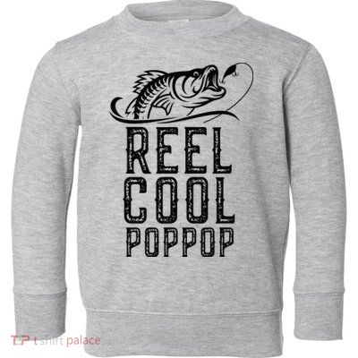 Reel Cool Pop Pop Fishing Fisherman Funny Retro PopPop Toddler Sweatshirt