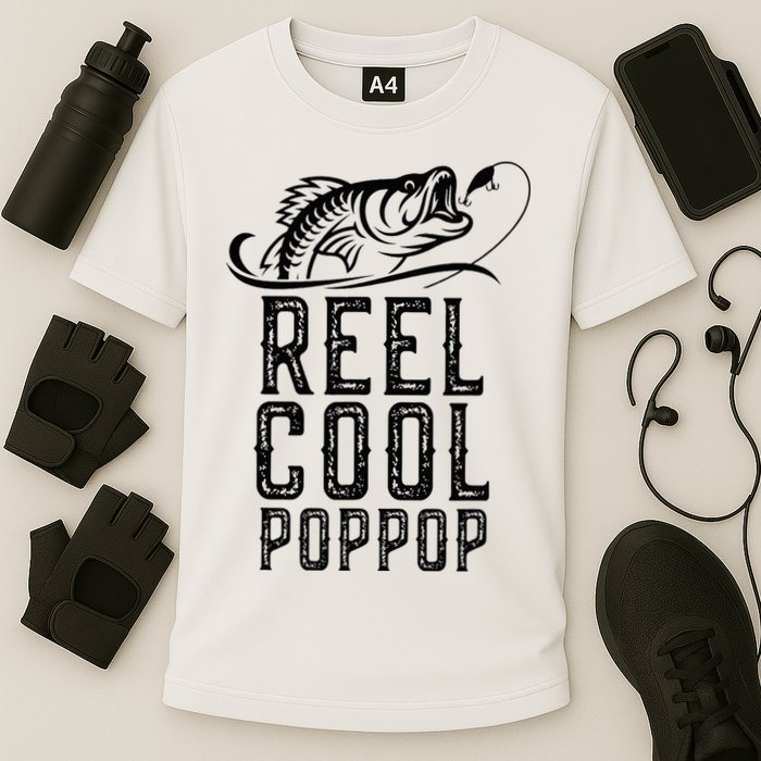 Reel Cool Pop Pop Fishing Fisherman Funny Retro PopPop Cooling Performance Crew T-Shirt