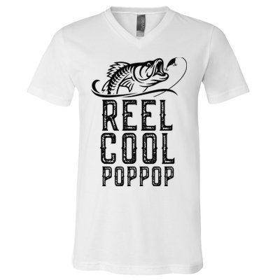 Reel Cool Pop Pop Fishing Fisherman Funny Retro PopPop V-Neck T-Shirt